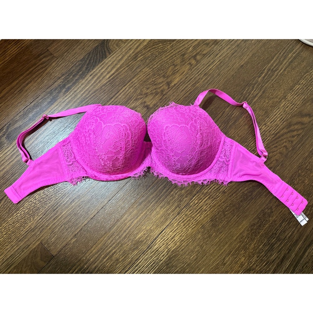 Victorias Secret Dream Angels Lined Demi Bra 32DDD Pink Lace Eyelash Underwire